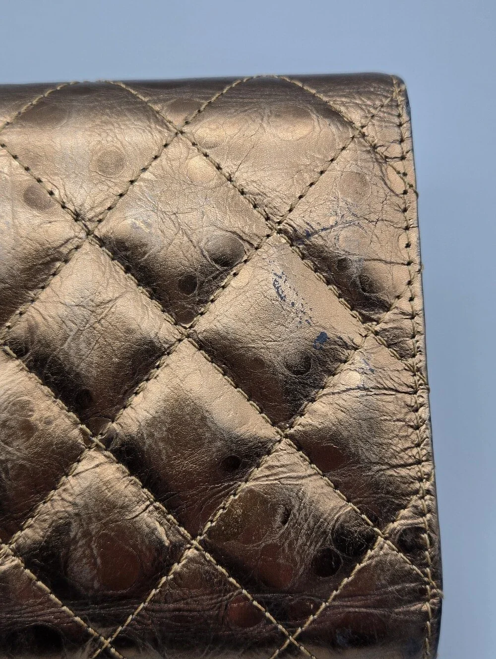 💛CHANEL Authentic mottled rose-gold quilted leather 2.55 reissue wallet💛